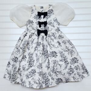Janie and Jack Cream and Sugar Floral Toile Bow Dress